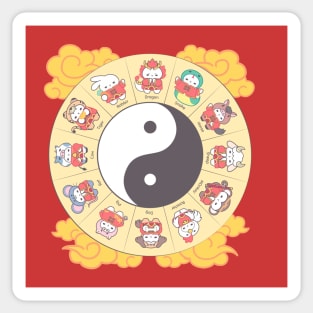 Loppi Tokki's Chinese Zodiac Ensemble in Yin Yang Bliss! Sticker